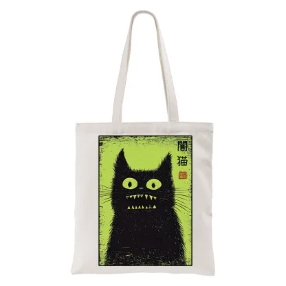 Tokyo-Tiger Spooky Black Cat Japanese Tote Bag
