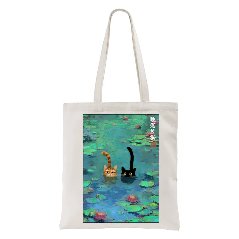Tokyo-Tiger Funny Cats Swimming In Lilies Tote Bag