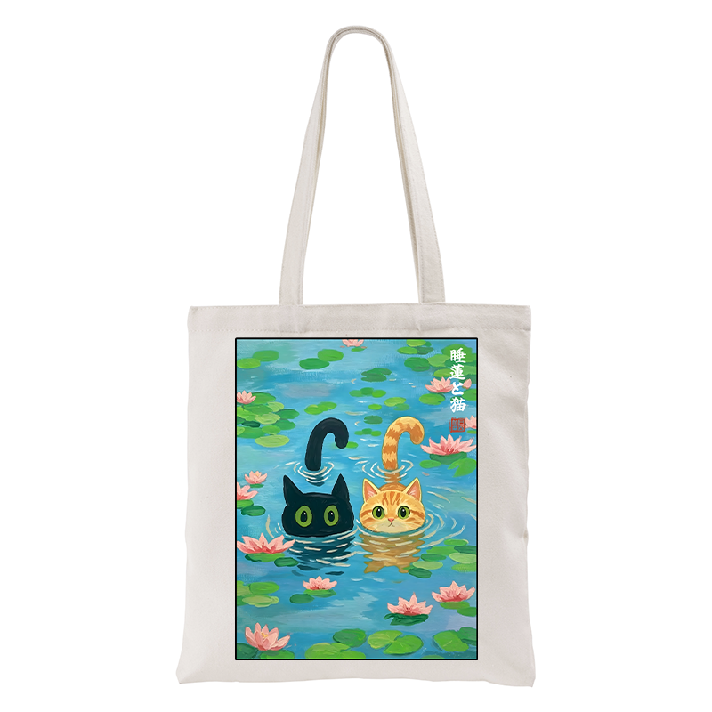 Tokyo-Tiger Cats In The Lotus Pond Tote Bag