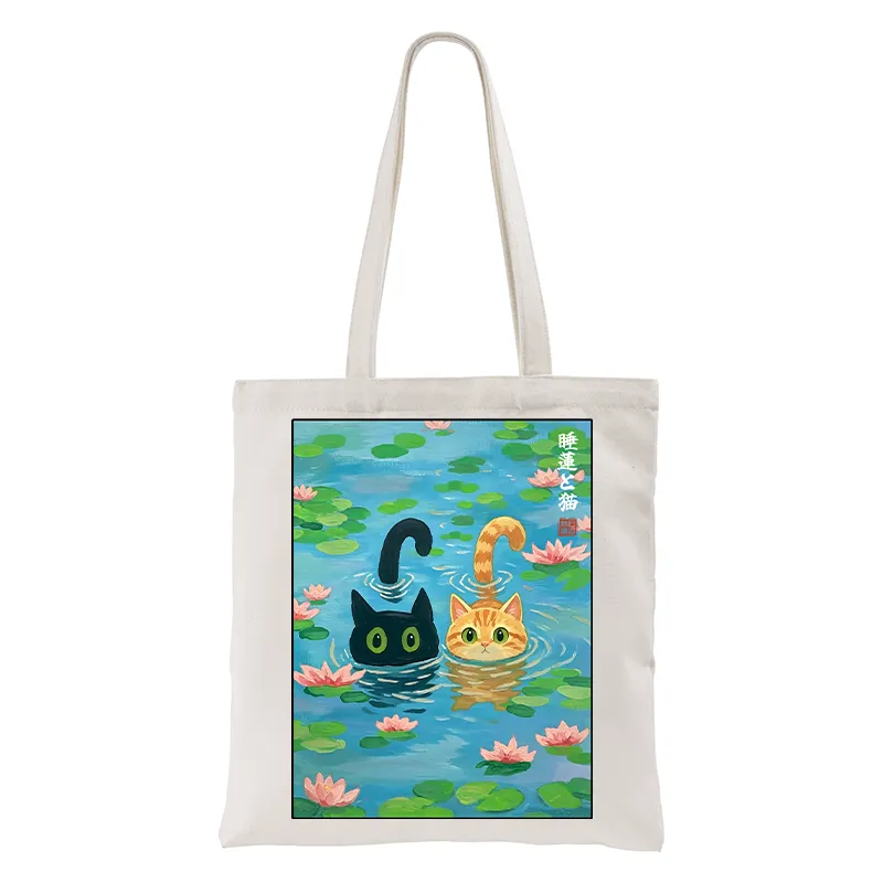 Tokyo-Tiger Cats In The Lotus Pond Tote Bag