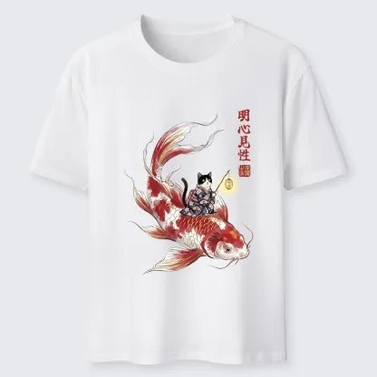 Tokyo-Tiger Cute Kimono Cat On Koi Fish Classic T-Shirt
