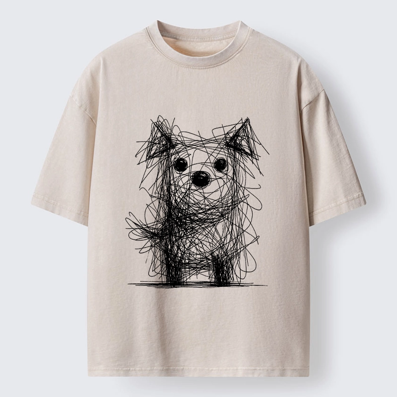 Tokyo-Tiger Scruffy Dog Chaos Art Washed T-Shirt