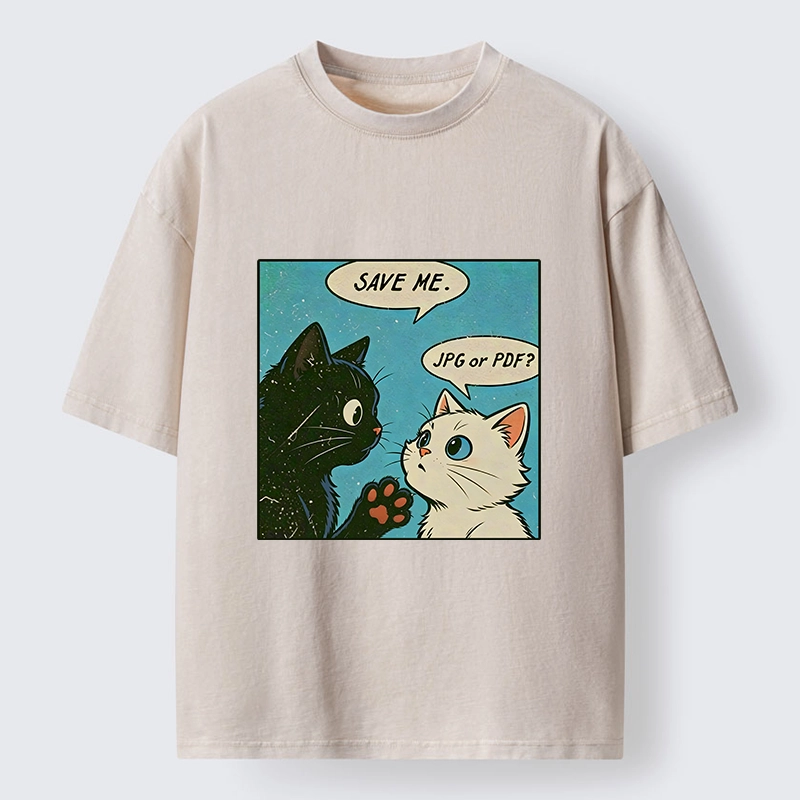 Tokyo-Tiger Black White Cat Office Meme Washed T-Shirt