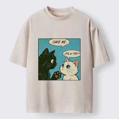 Tokyo-Tiger Black White Cat Office Meme Washed T-Shirt