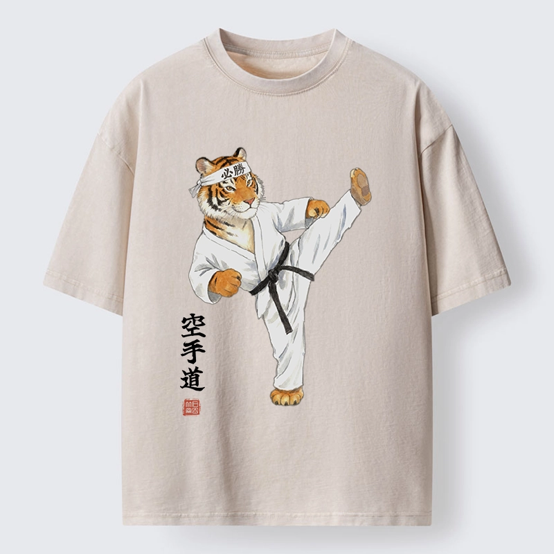 Tokyo-Tiger Karate Kick Tiger Washed T-Shirt