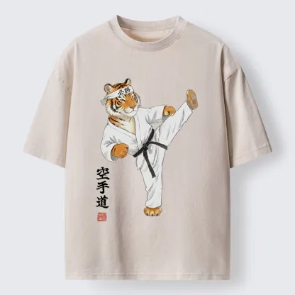 Tokyo-Tiger Karate Kick Tiger Washed T-Shirt
