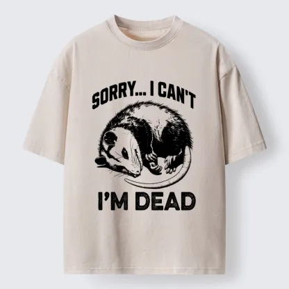 Tokyo-Tiger Funny Opossum Playing Dead Washed T-Shirt