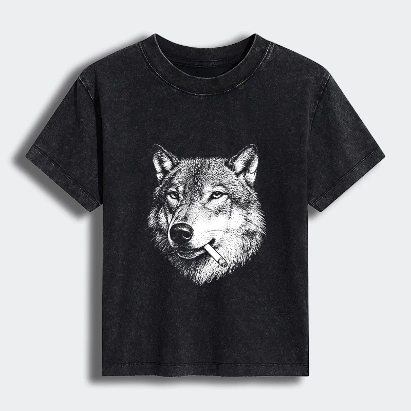 Tokyo-Tiger Cool Wolf Meme Bad Decisions Pending Women's Washed T-shirt