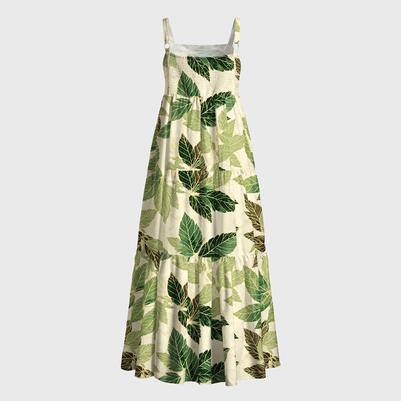 Tokyo-Tiger Green Leaf Escape Maxi Dress