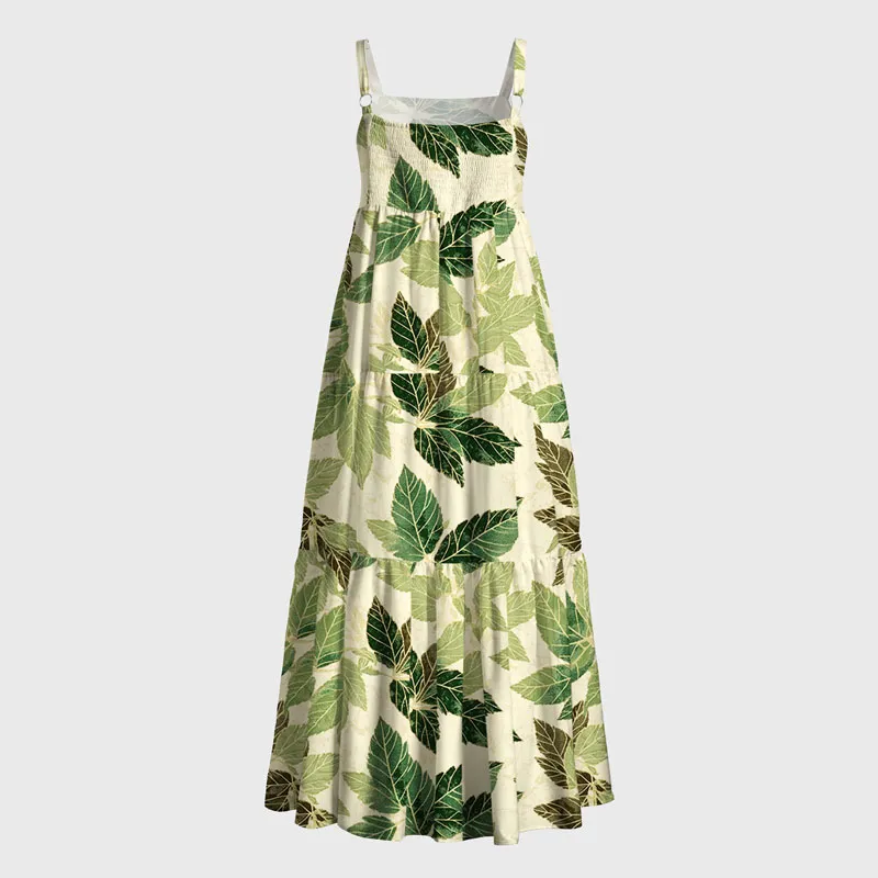 Tokyo-Tiger Green Leaf Escape Maxi Dress