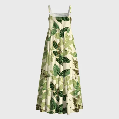 Tokyo-Tiger Green Leaf Escape Maxi Dress