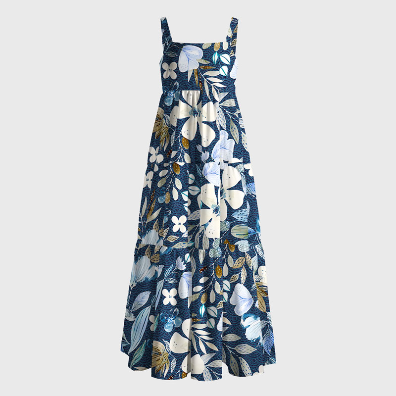 Tokyo-Tiger Colorful Floral Fantasy Maxi Dress