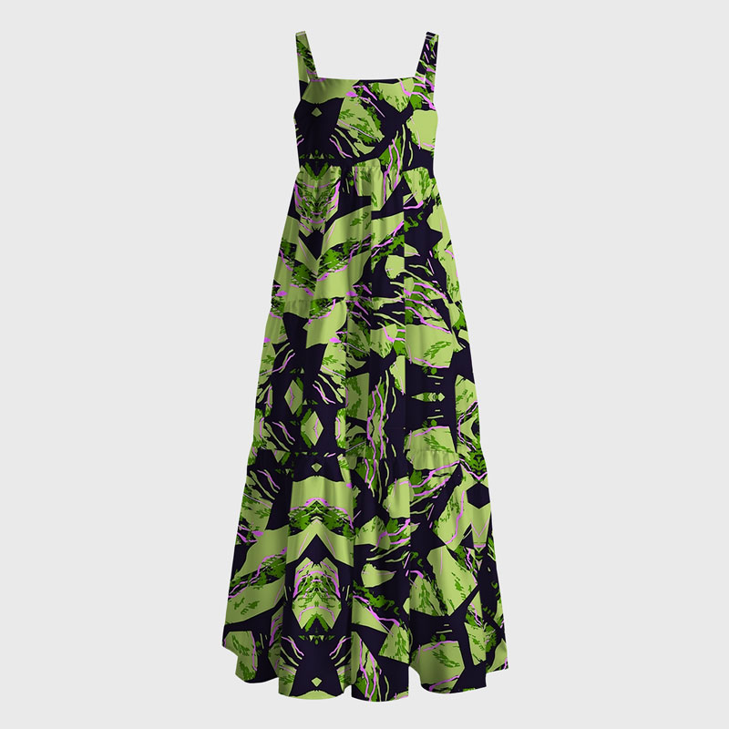 Tokyo-Tiger Geometric Art In The Forest Maxi Dress