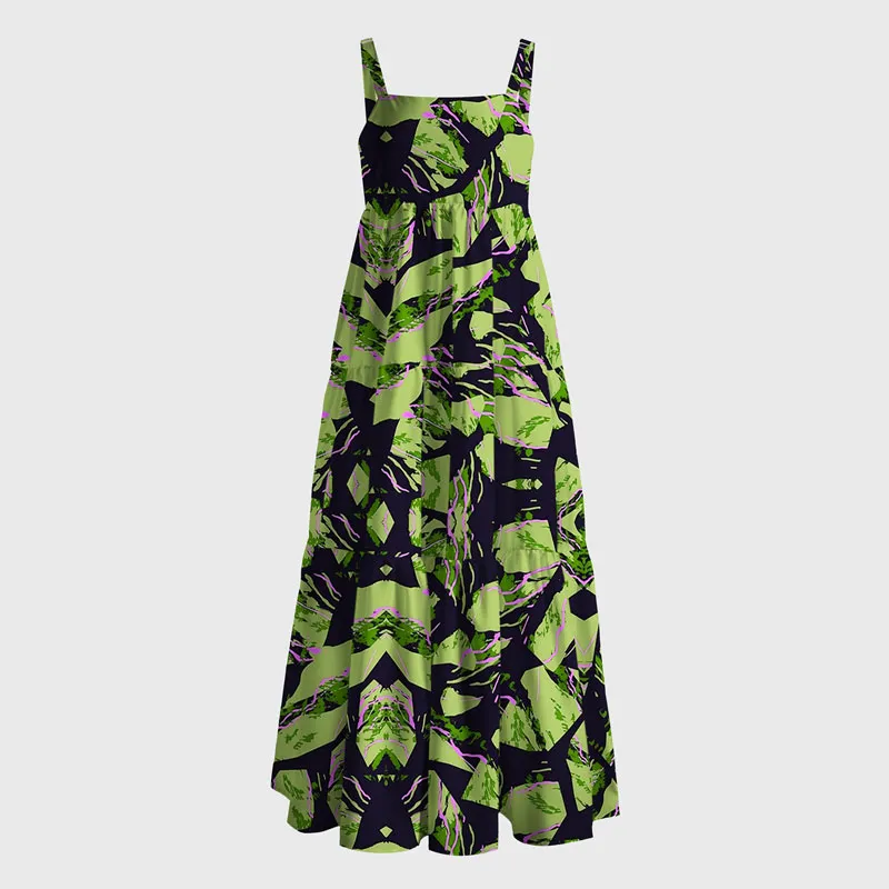 Tokyo-Tiger Geometric Art In The Forest Maxi Dress