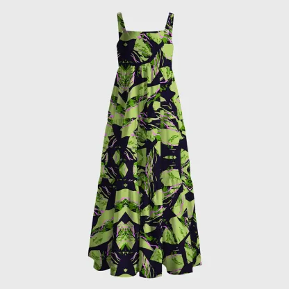 Tokyo-Tiger Geometric Art In The Forest Maxi Dress