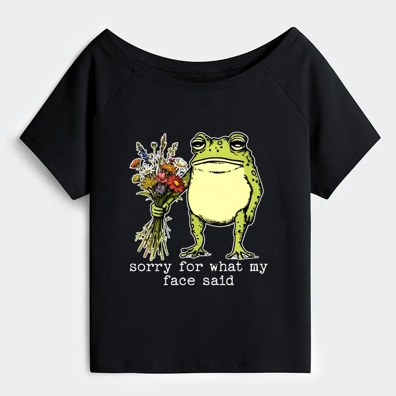 Tokyo-Tiger Frog Sorry Mode Activated Off Shoulder T-Shirt
