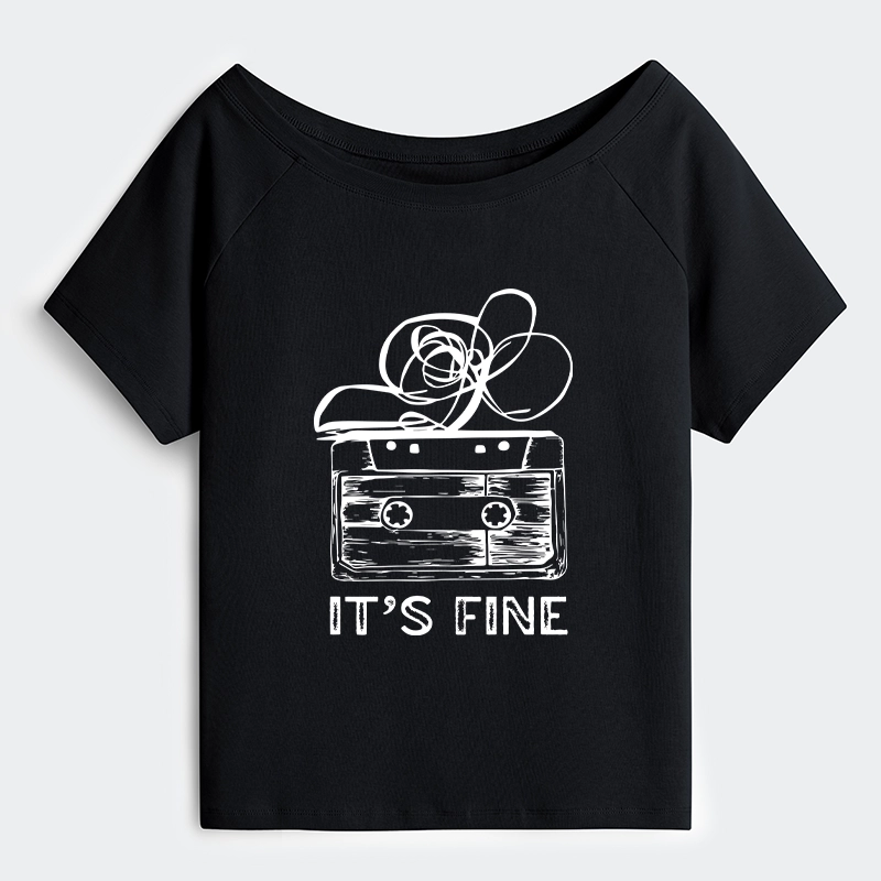 Tokyo-Tiger Cassette Fine Meme Off Shoulder T-Shirt