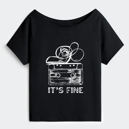 Tokyo-Tiger Cassette Fine Meme Off Shoulder T-Shirt