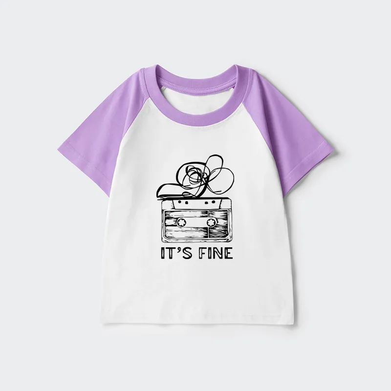 Tokyo-Tiger Cassette Fine Meme Kids Raglan T-shirt