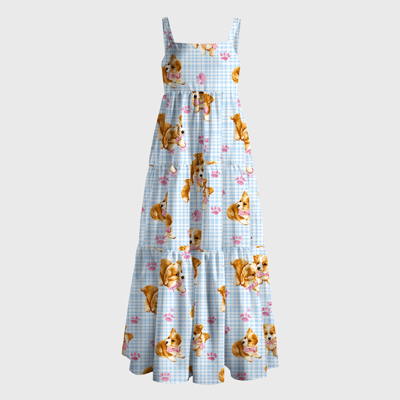Tokyo-Tiger Paws and Corgi Cuties Maxi Dress