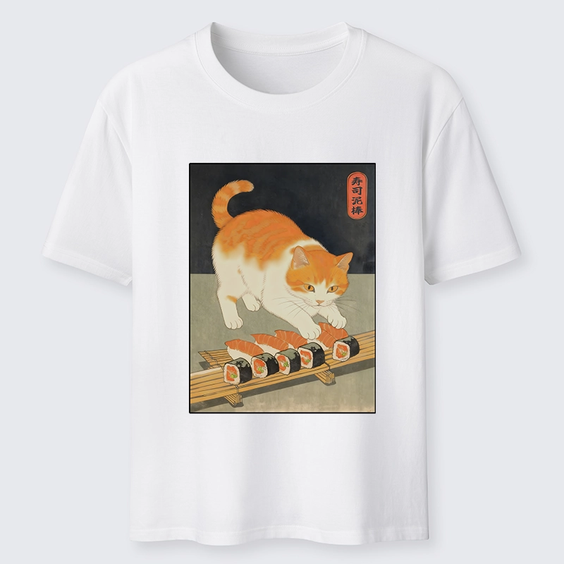 Tokyo-Tiger Cat Trying To Steal Sushi Classic T-Shirt