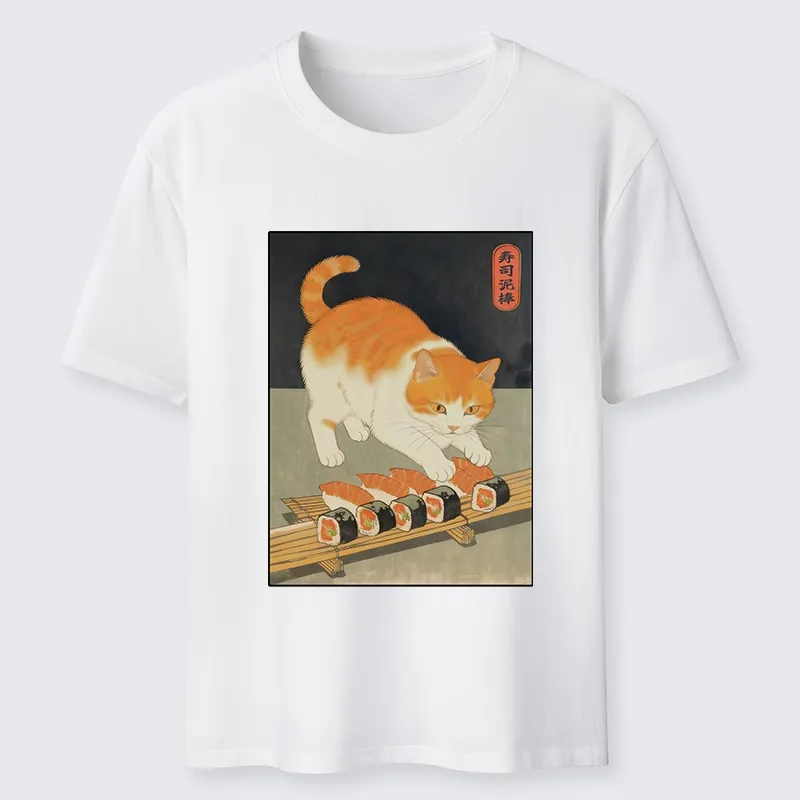 Tokyo-Tiger Cat Trying To Steal Sushi Classic T-Shirt