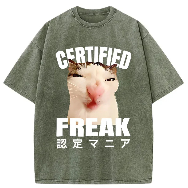 Tokyo-Tiger Certified Freak Cat Washed T-Shirt