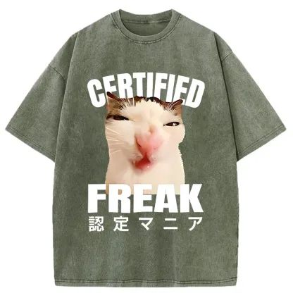 Tokyo-Tiger Certified Freak Cat Washed T-Shirt