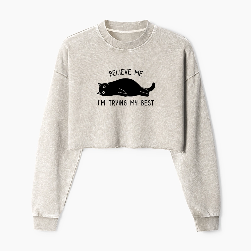 Tokyo-Tiger When Life Is Hard Nap First Washed Crop Sweatshirt