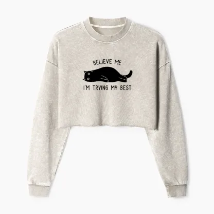 Tokyo-Tiger When Life Is Hard Nap First Washed Crop Sweatshirt