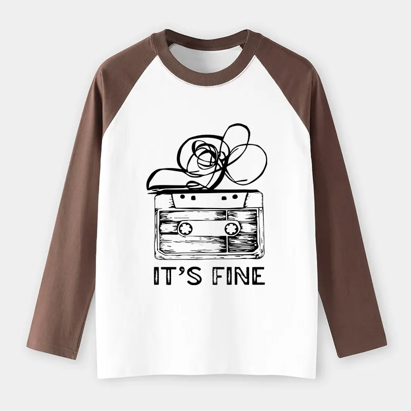 Tokyo-Tiger Cassette Fine Meme Raglan Long Sleeve T-shirt