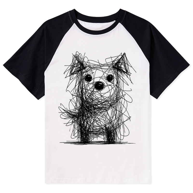 Tokyo-Tiger Scruffy Dog Chaos Art Raglan T-shirt