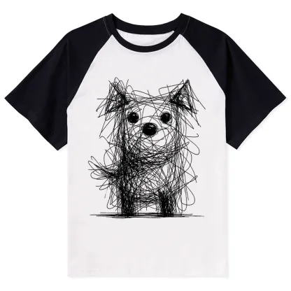 Tokyo-Tiger Scruffy Dog Chaos Art Raglan T-shirt