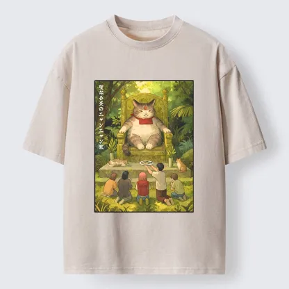 Tokyo-Tiger Cat Religion Meme With Humans Washed T-Shirt