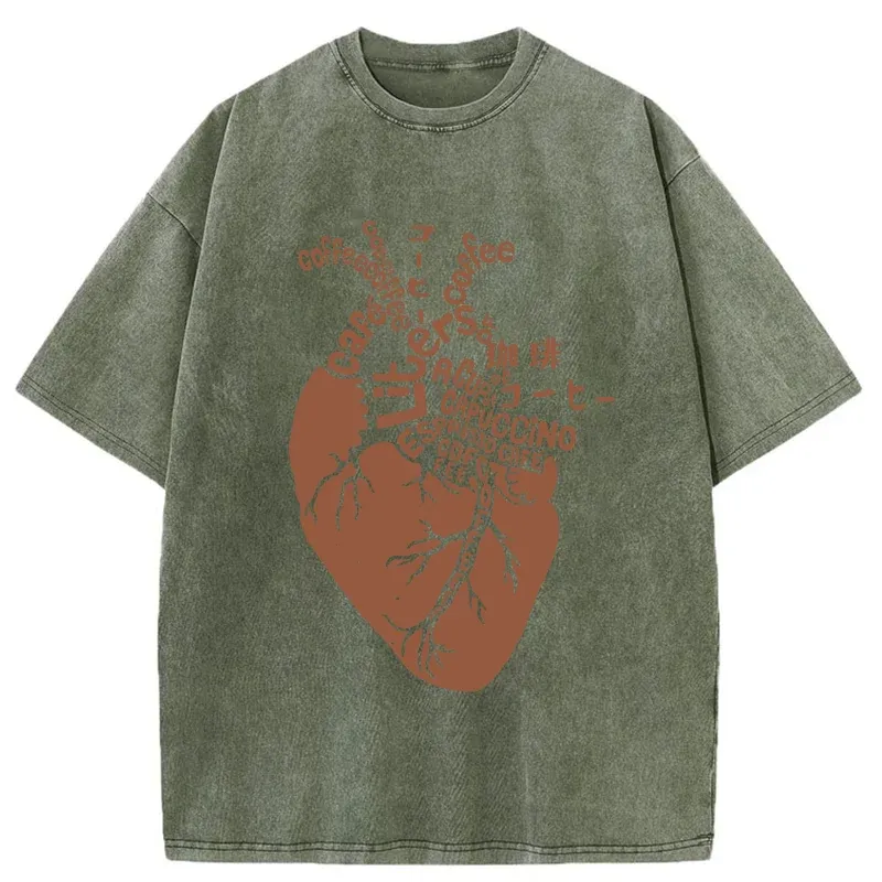 Tokyo-Tiger Coffee Heart Washed T-Shirt