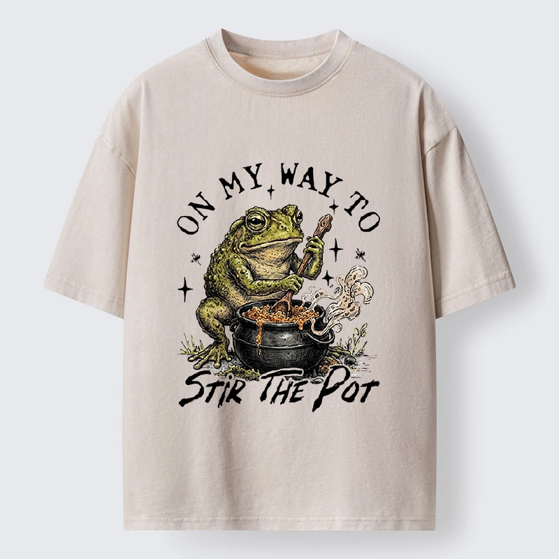 Tokyo-Tiger Frog On My Way To Stir The Pot Washed T-Shirt