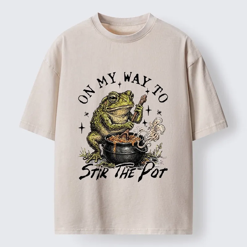 Tokyo-Tiger Frog On My Way To Stir The Pot Washed T-Shirt