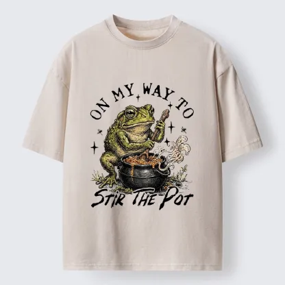 Tokyo-Tiger Frog On My Way To Stir The Pot Washed T-Shirt