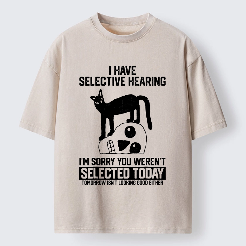Tokyo-Tiger Cat Selective Hearing Funny Meme Washed T-Shirt