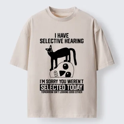 Tokyo-Tiger Cat Selective Hearing Funny Meme Washed T-Shirt