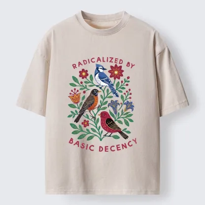 Tokyo-Tiger Birds Love Basic Decency Washed T-Shirt