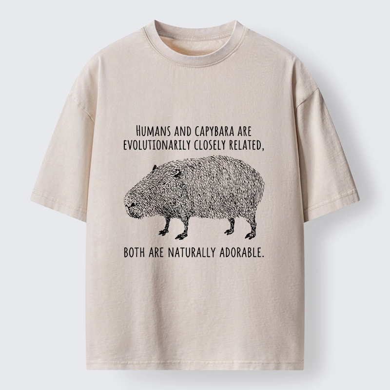 Tokyo-Tiger Capybara And Humans Are Cousins Washed T-Shirt
