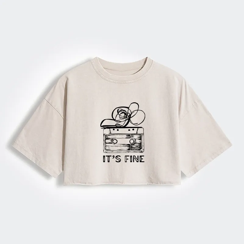 Tokyo-Tiger Cassette Fine Meme Women's Washed Crop T-Shirt Sale