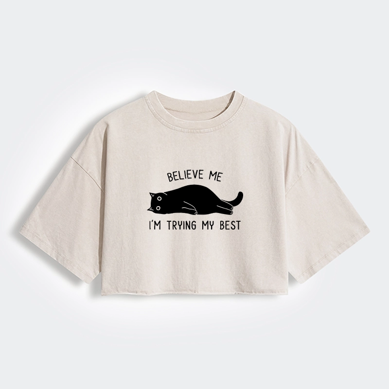 Tokyo-Tiger When Life Is Hard Nap First Women's Washed Crop T-Shirt