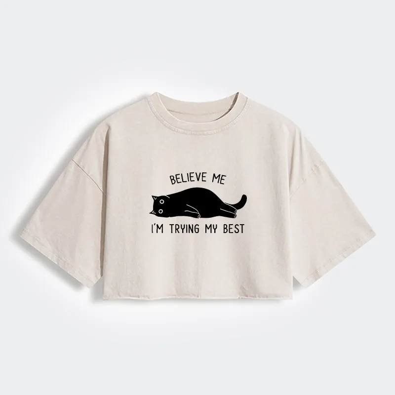 Tokyo-Tiger When Life Is Hard Nap First Women's Washed Crop T-Shirt