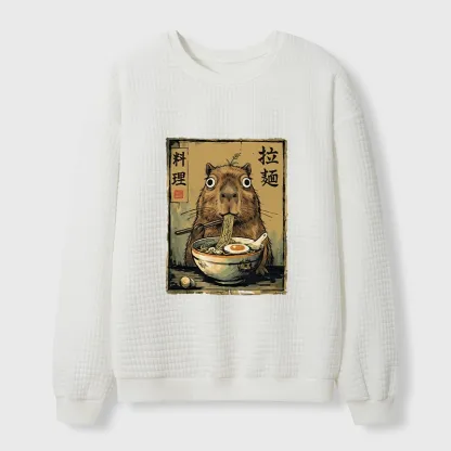 Tokyo-Tiger Cute Capybara Eating Ramen Waffle Sweatshirt