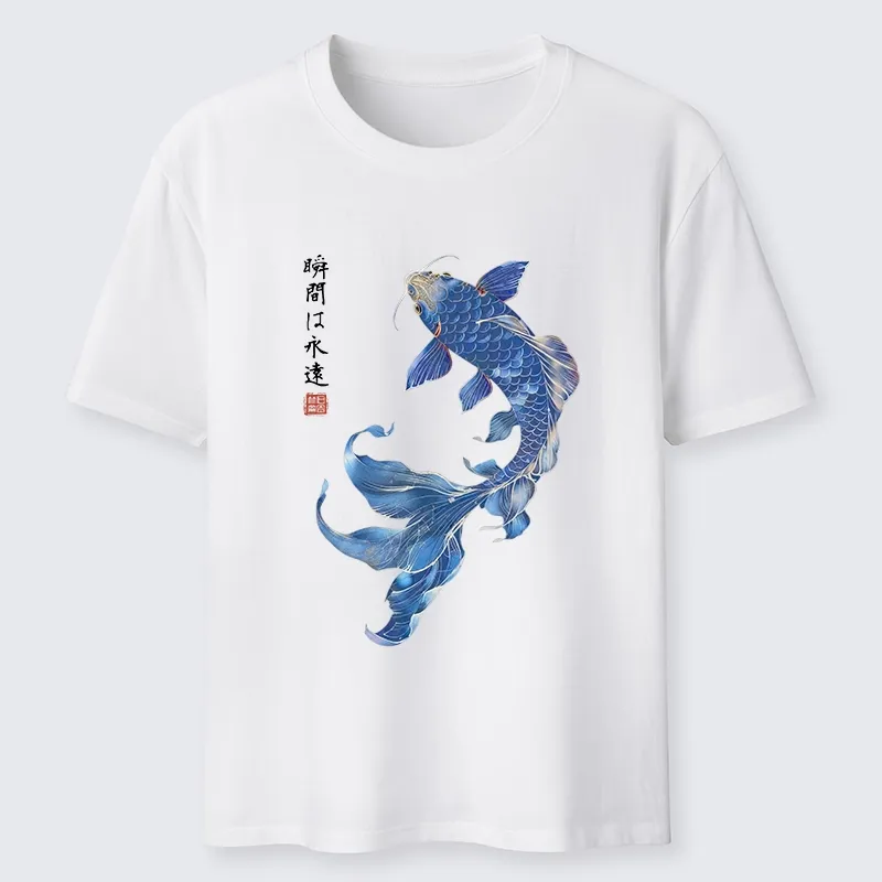 Tokyo-Tiger Lucky Blue Koi Fish Art Classic T-Shirt Sale