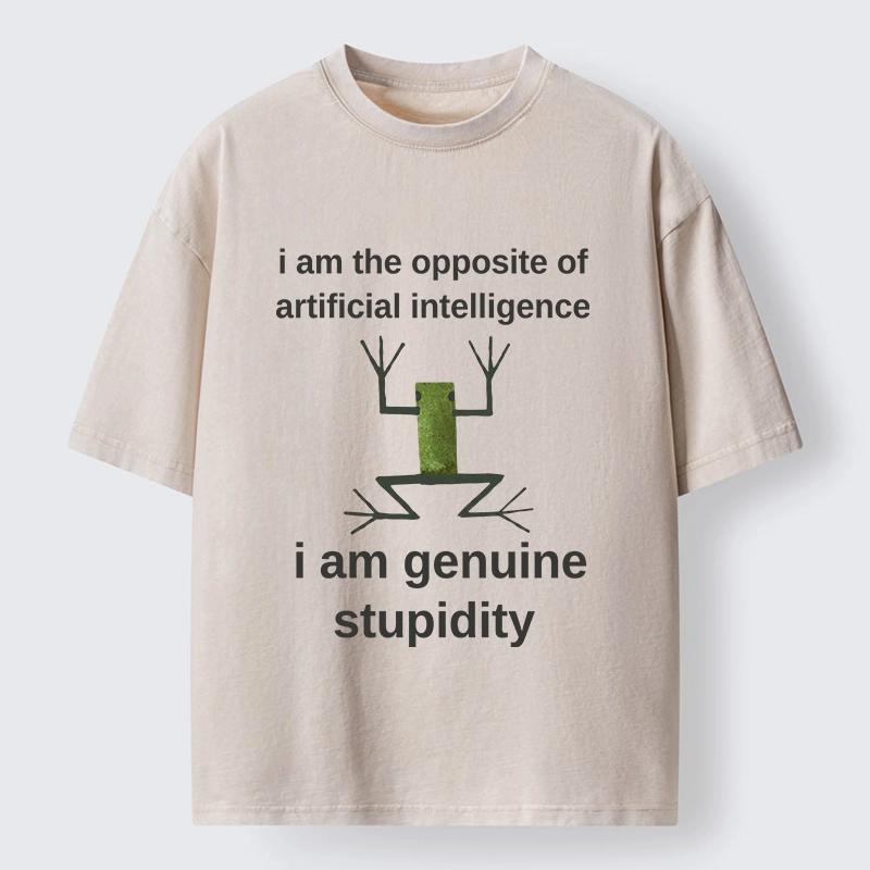 Tokyo-Tiger Genuine Stupidity Frog Meme Washed T-Shirt