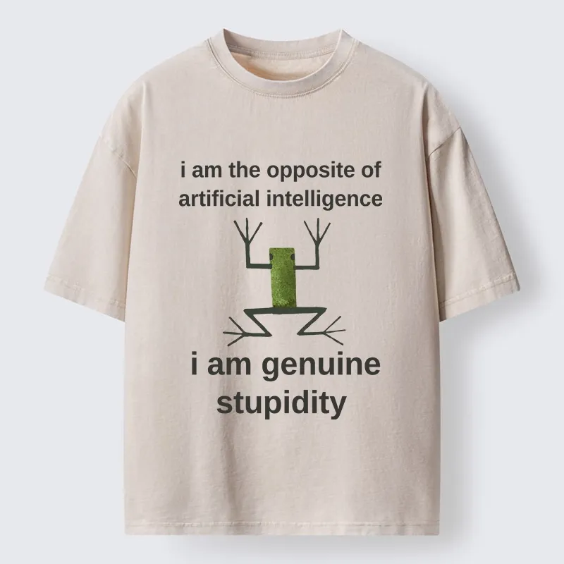 Tokyo-Tiger Genuine Stupidity Frog Meme Washed T-Shirt Sale