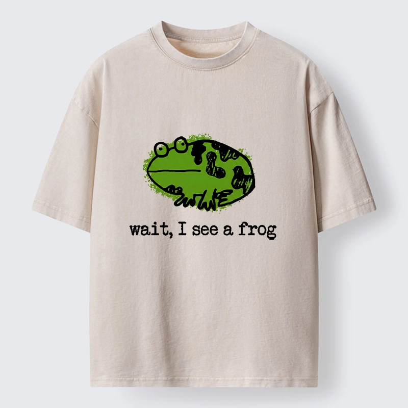 Tokyo-Tiger Silly Frog Doodle Art Washed T-Shirt